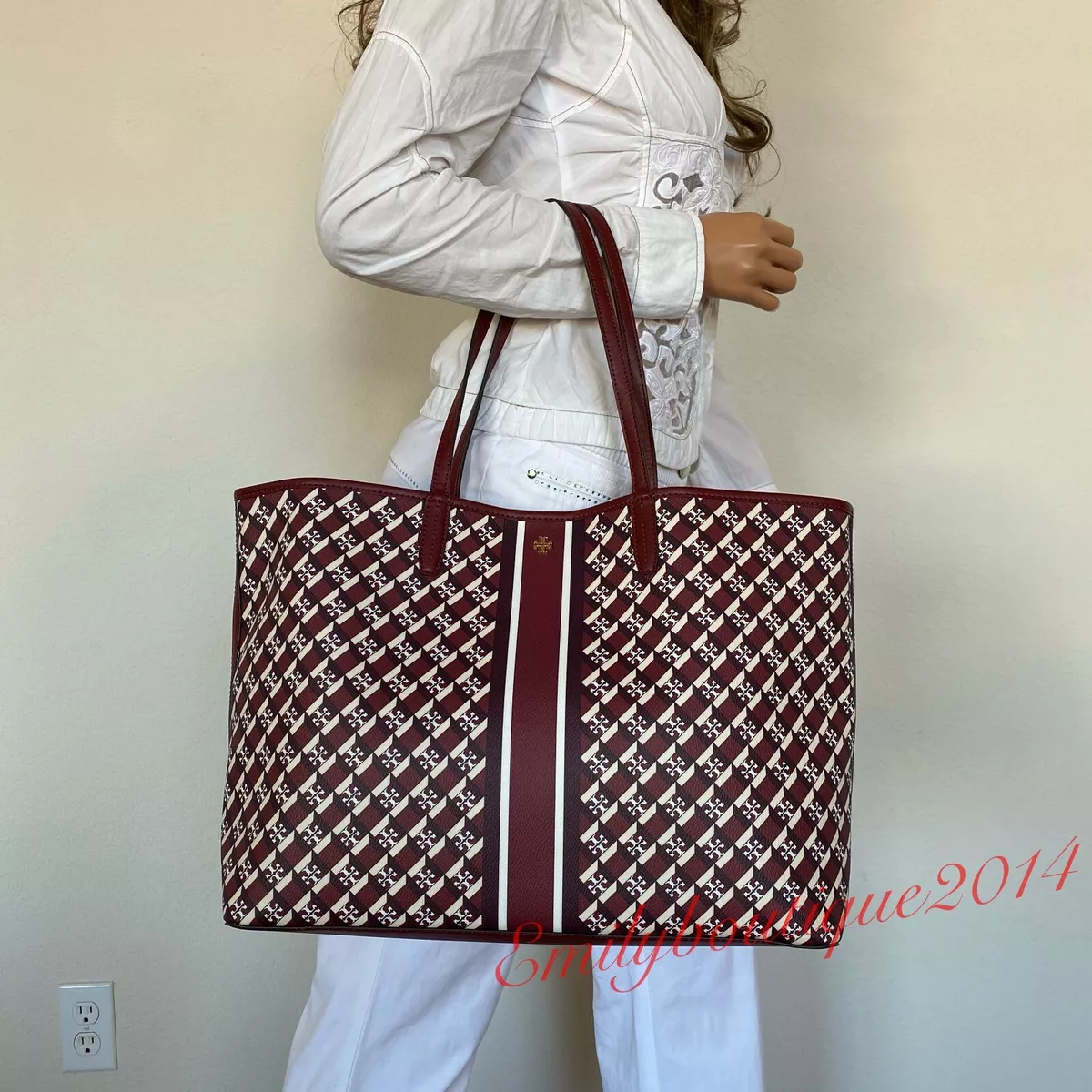 Tory Burch Brown, Pattern Print Coated Canvas Tote Bag