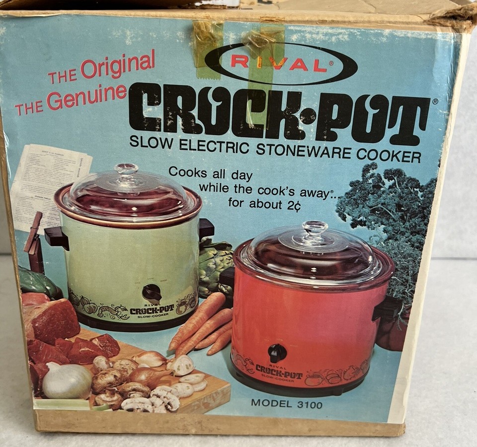 Vintage 1970s Rival Crock Pot Slow Cooker 3.5 qt Avocado Green Model