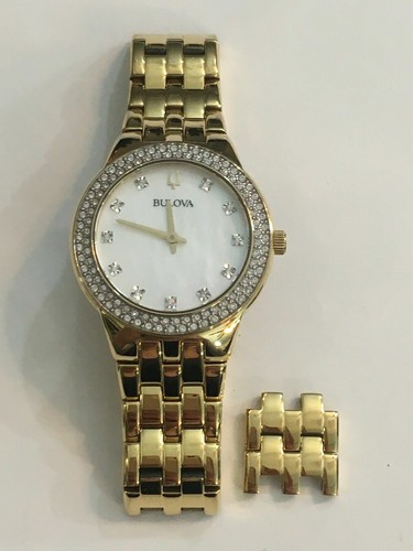 $395 Bulova Ladies' Crystal Gold-Tone Watch 98X124 - Picture 3 of 6