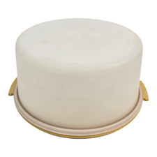 Tupperware 1256 Vintage 12" Round Cake Storage Container Carrier Yellow White
