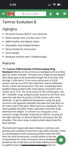 Great condition Tamrac 5788 Evolution 8 Photo/Laptop Sling Backpack (Black) - Picture 4 of 8