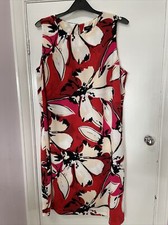 F&F Red, Cream and black shift dress size a small 16