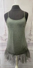 Victorian Trading Marissa Lace Slip Olive Green Dress Nightgown LG