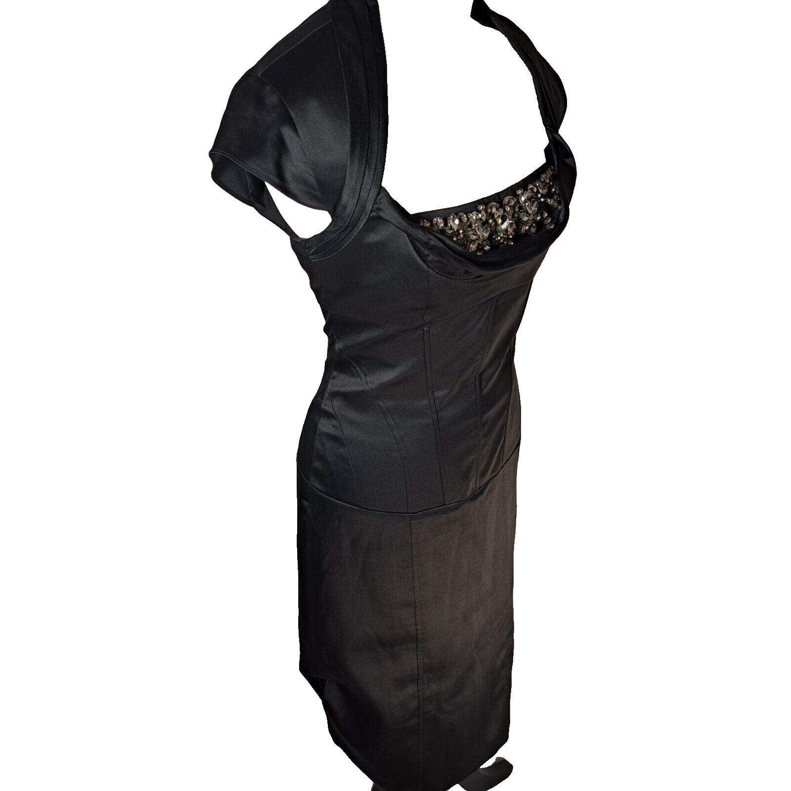 KAREN MILLEN Stunning Vintage Black Satin Galaxy Jewe… Gem