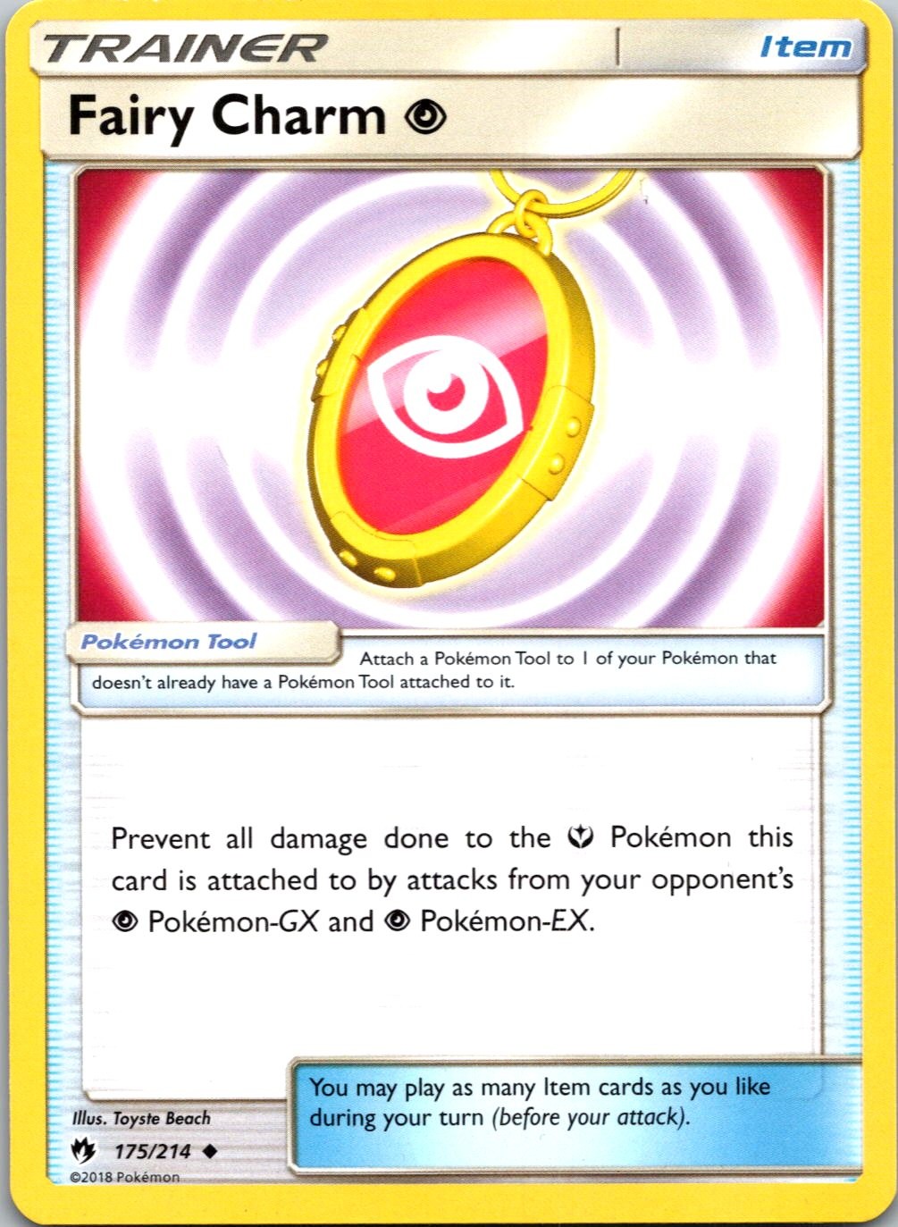 Uncommon Near Mint Fairy Charm Psychic 175/214 Lost Thunder Pokemon
