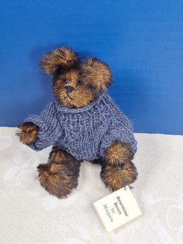 Vtg Bearmini Bear Handmade By Marjorie German Glass Eyes Tipped Mohair Plush 5" - Picture 2 of 14