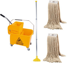 20L Heavy Duty Kentucky Mop Bucket Set Yellow Industrial Wringer Cleaning