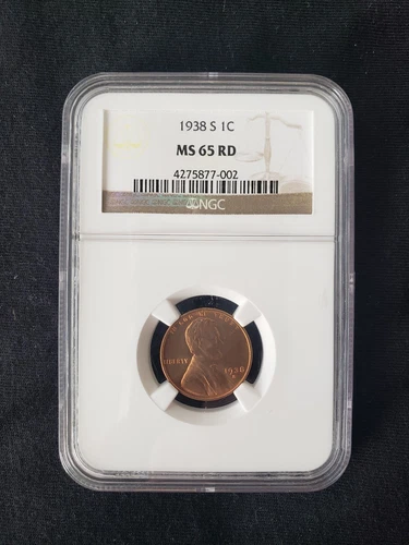 1938 S 1c Lincoln Wheat One Cent NGC MS65RD