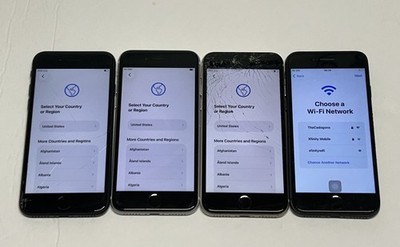 Lot of 4 Apple iPhone SE 3rd Gen A2595 Display LCD Screen Cracked Glass Working