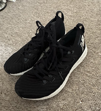 adidas Boost Black/White Lace Up Low Top Running Trainers Sneakers UK 4