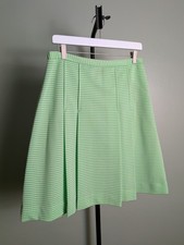 Vintage 1960s Pleated Bright Green Dot High Waisted Skirt