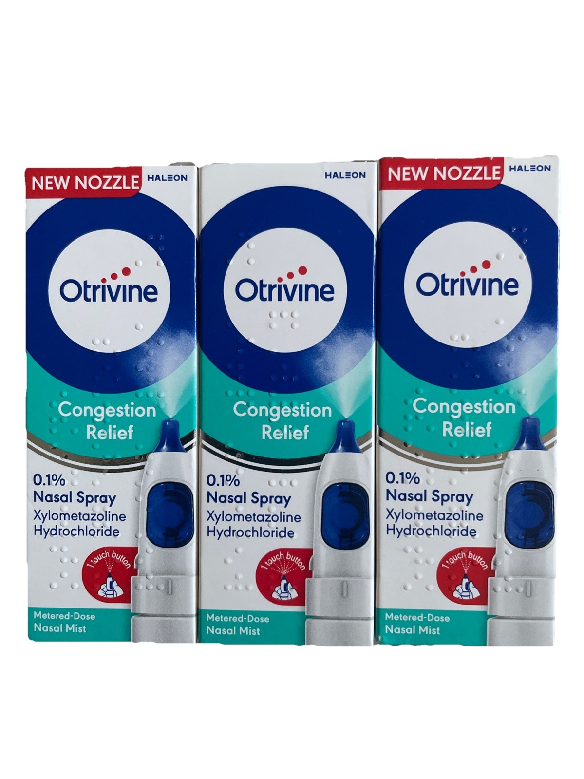 Otrivine Nasal Spray  for Congestion & Blocked Nose Relief, 10ml x 3