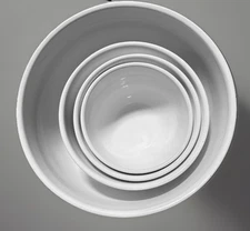 Crate & Barrel Set of 4 White Nesting Mixing Bowls PORTUGAL, Near Mint, Pls READ