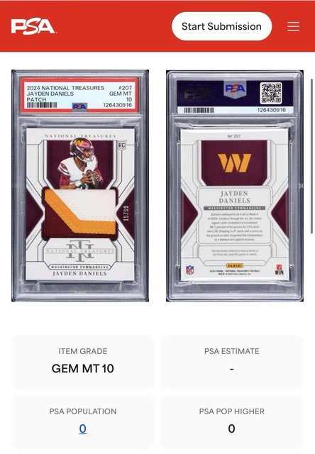 Jayden Daniels 2024 Panini National Treasures Rookie Patches