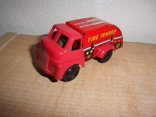 Vintage Wells Brimtoy Pocketoys Tin Friction Fire Tender Truck Engine READ