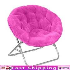 Faux Fur Saucer Chair Folding Cozy Lounge Chair Teens Adults Portable Seating US