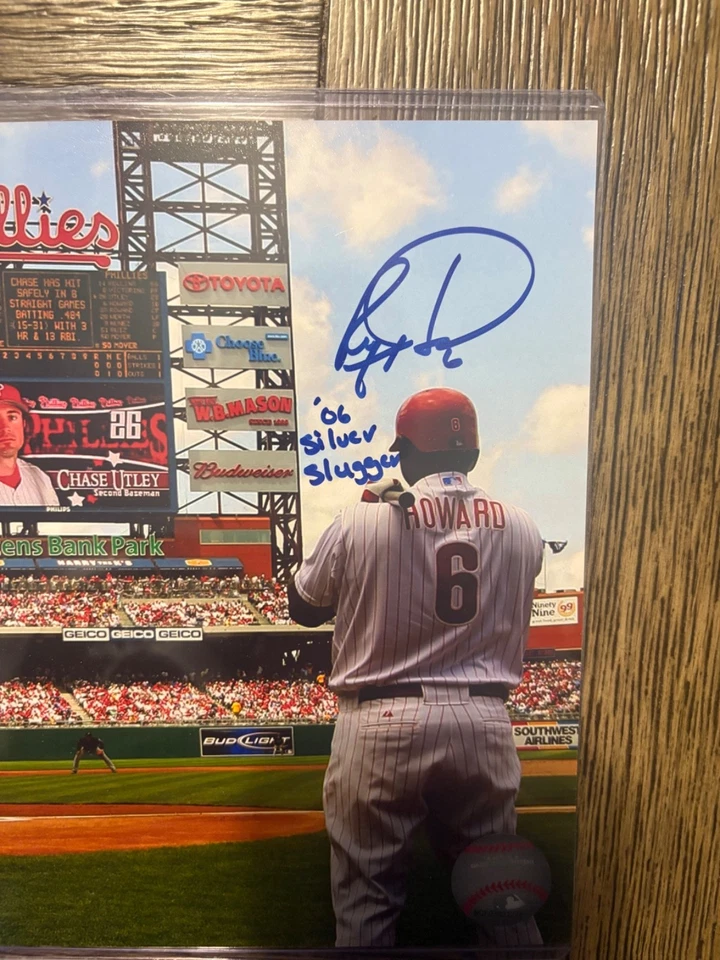 Campeón de la Serie Mundial de los Filis Ryan Howard firmado 8x10 con foto de inscripción certificado de autenticidad JSA Foto 2 de 4