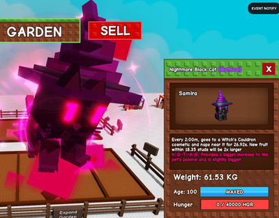 Huge Nightmare Black Cat 61.53Kg - Grow A Garden - Roblox - Fast & Easy!
