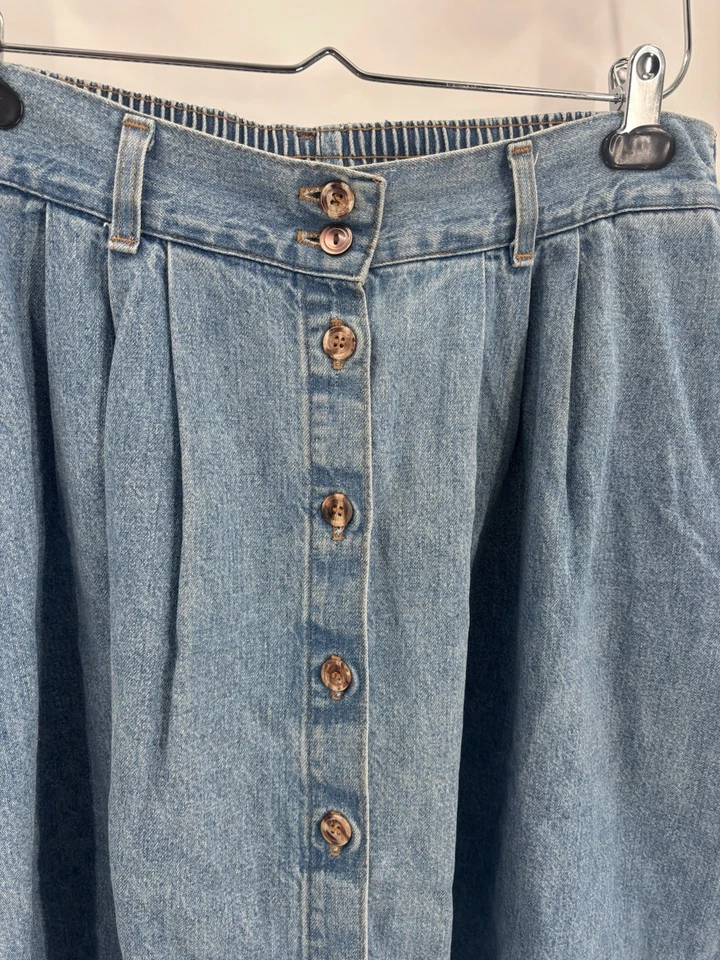 Cabin Creek винтажный джинсовой ткани юбка женщин 14 синий кнопка передний ремень петли эластичный - Изображение 2 из 4