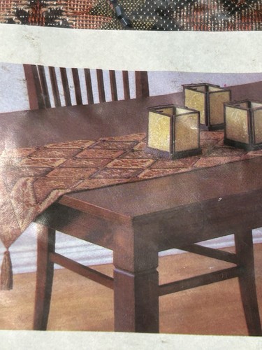 Beaded Tapestry Table Runner Earthtones Pier One Imports New Old Stock 14"x90" - Picture 5 of 9