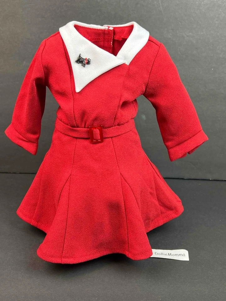American Girl Kit Red Christmas Dress~Scottie Dog 'pin'~Hairbow~T-strap shoes~AG - Image 2 of 4
