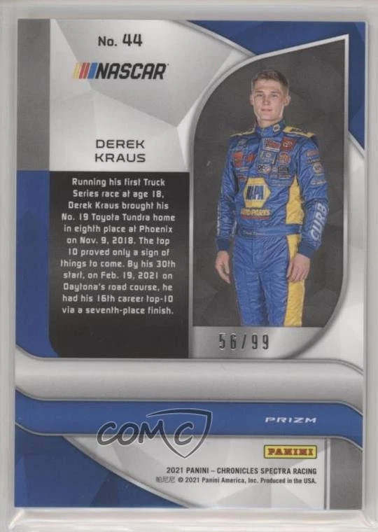 2021 Panini Chronicles Spectra Celestial Blue /99 Derek Kraus #44 - Image 2 of 2