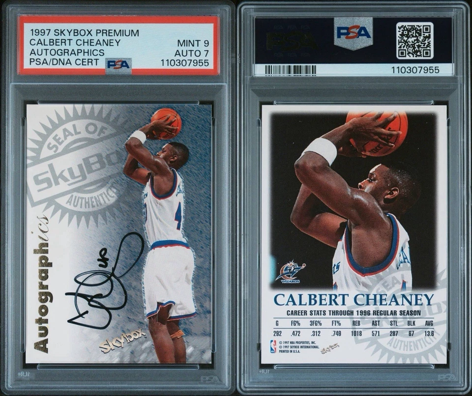 1997 SKYBOX PREMIUM АВТОГРАФЫ CALBERT CHEANEY PSA 9 Auto 7 - Изображение 3 из 3