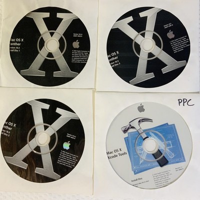COMPLETE Apple Mac OS X 10.3 Panther Software (3) Install Discs + Xcode Tools