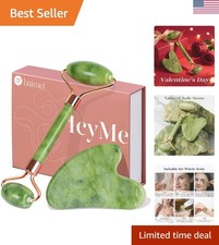 IcyMe Gua Sha Jade Roller Facial Tools Face Roller and Gua Sha Set for Puff...