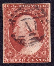 US Scott 10A (68R1i) 1851 Washington, 3c orange brown, USED