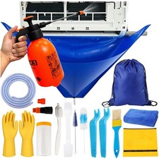 Oiktylr 18pcs Mini Split Cleaning Kit Bag, Waterproof AC Small, Blue