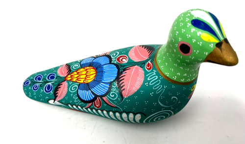 Vintage Mexican Hand-Painted Clay Bird Figurine – Folk Art Lacquer Style -Mexico - Picture 2 of 5