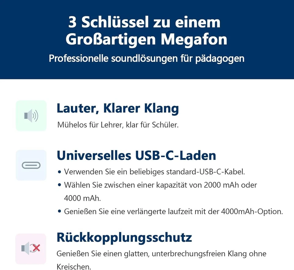 Tragbarer Sprachverstärker mit Akku für Lehrer, PA System, kabellos, 10W - Bild 4 von 4