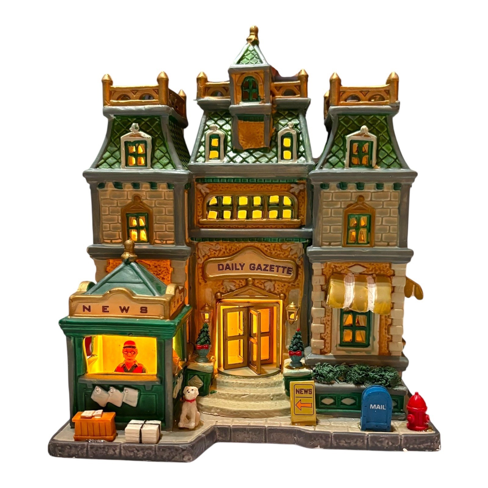 Lemax Carole Towne 2011 Toy Shop & Daily Gazette Lighted Christmas Village Set