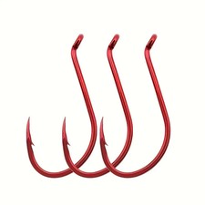 25pcs/box high-strength fishing hooks, red octopus hooks with eyes and barbs, ou