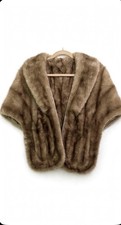 Vintage Real Light Brown Mink Fur Stole Shawl Wrap Wedding Evening Capelet
