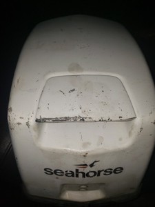 Johnson Sea Horse 6hp Evinrude Top Cowling Hood Cowl Cover White Orange Decals