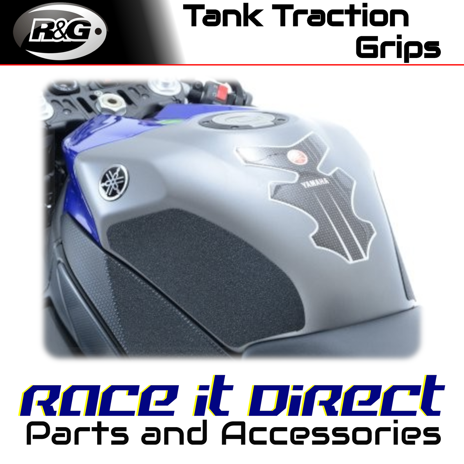 Tank Traction Grips for Yamaha YZF-R1 2009-2014 Clear R&G