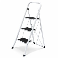 NEW! Foldable 3 Step Ladder Stepladder Non Slip Tread Safety Steel