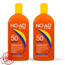 NO-AD SPF 50 Sport Sunscreen Lotion 16oz 2pk Water Resistant Vitamin E Aloe 2.81 per gallon