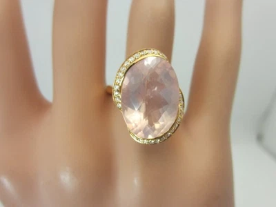 Anillo De Cuarzo Rosa Y Diamante De Oro Rosa De 18K 10.75 Ct TW - Imagen 1 de 4