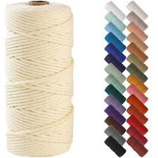 Cream Yellow Macrame Cord 3Mm X 109Yards, Cotton Rope Yarn
