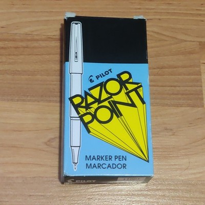 Pilot Razor Point Pens 11001, Black 0.3mm Extra Fine Plastic Point Pen, 1 Dozen
