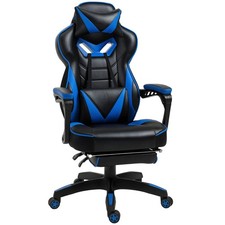 Vinsetto Ergonomic Reclining Gaming Chair w/ Footrest, Blue, Refurbished