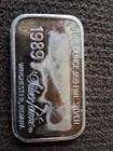 Vintage 1 Oz .999 Silver SilverTowne Winchester Indiana Covered Wagon Art Bar!!
