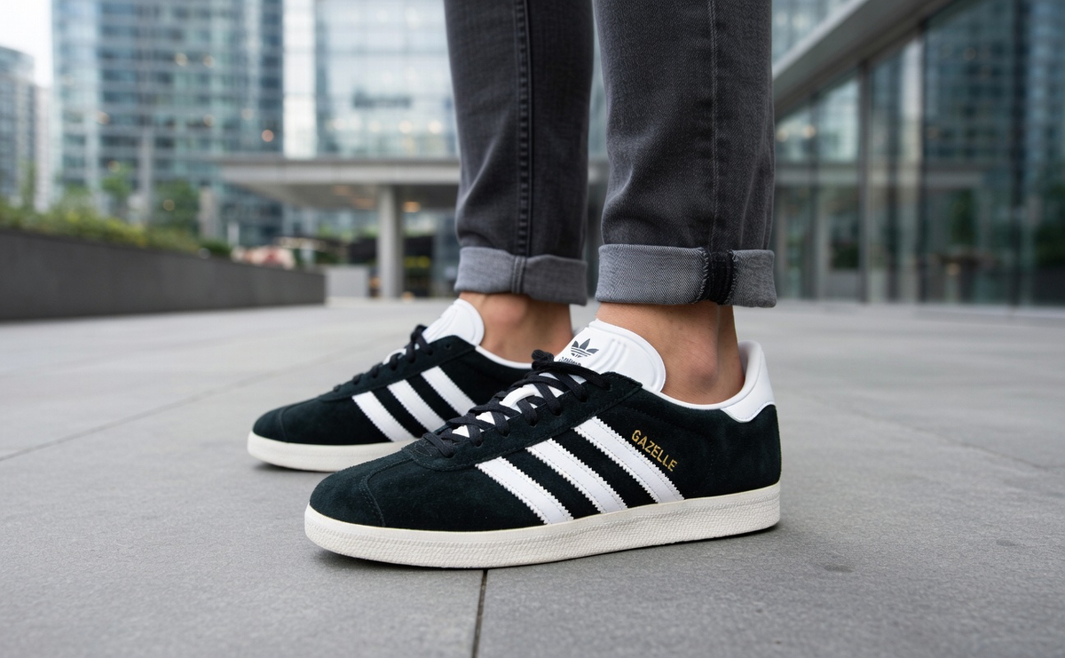 NEW Adidas Gazelle Sneakers White Black BB5476 Suede Leather US 8
