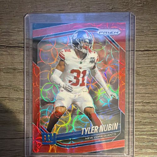 Panini 2025 Prizm Football Tyler Nubin RC Red Circles Prizm Giants #250 /20