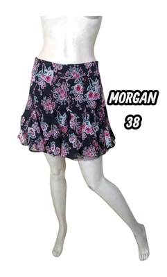Valeur 60 € Morgan Taille 38 NEUF jupe doublée noir rose polyester - Photo 1/3