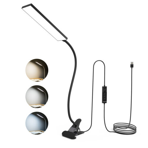5W Clip on Read Table Lamp Eye Care USB Desk Lamp Flexible Gooseneck USB Powered - Picture 3 of 15