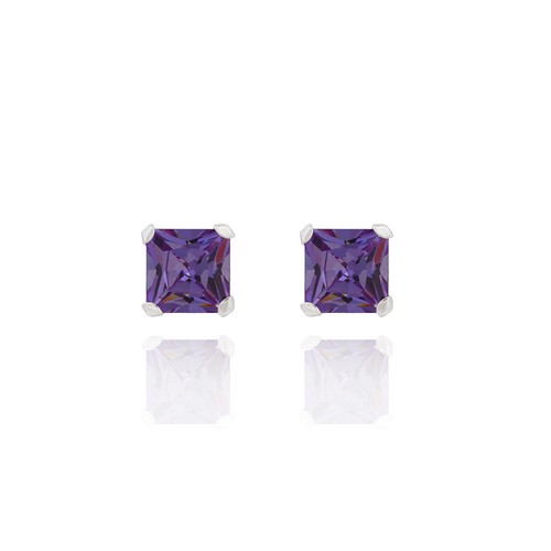 Plata De Ley 4mm Circonita Cúbica pendientes presión cuadrados / Caja regalo - Foto 28 di 34